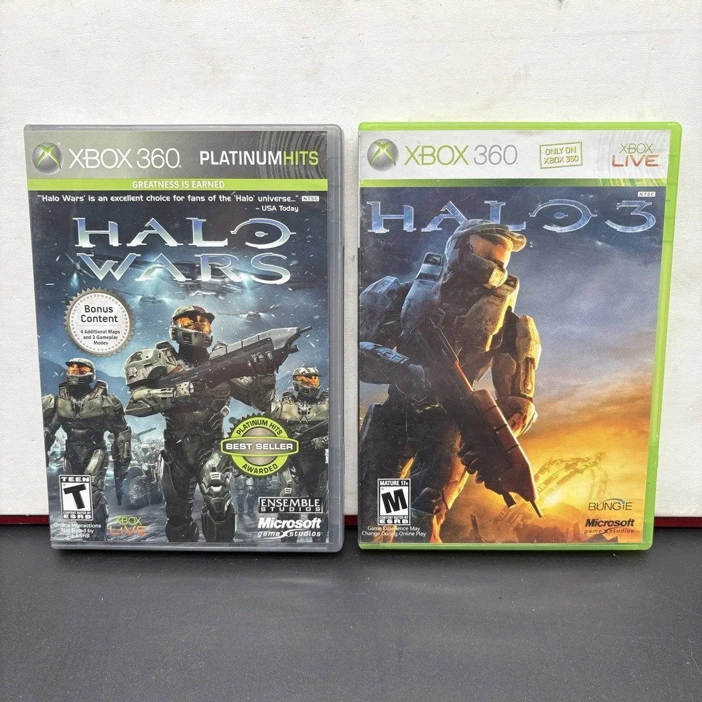 Halo Wars Platinum Hits + Halo 3 Xbox 360 CIB Complete Lot Microsoft Bungie
